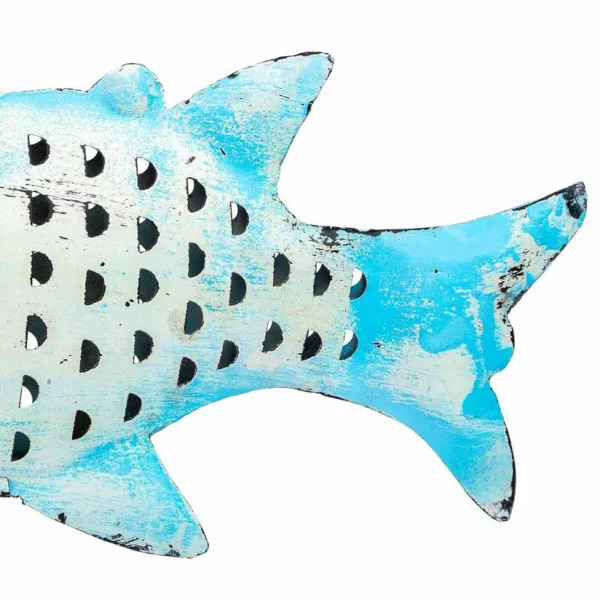 Candleholder Alexandra House Living Blue Mango wood 10 x 28 x 62 cm Fish