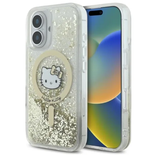 Hello Kitty Liquid Glitter Fever MagSafe - Case for iPhone 16 (white/gold)