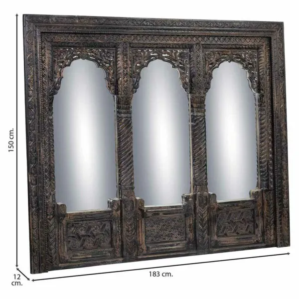 Sienas spogulis Alexandra House Living Melns 12 x 150 x 183 cm Taisnstūra