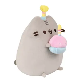 Pusheen - Plush stuffed animal with a birthday hat and a 24 cm cake