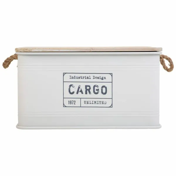 Arkku Alexandra House Living Cargo Valkoinen Hamppu Metalli Kuusi 38 x 60 x 33 cm