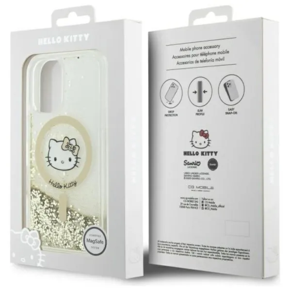 Hello Kitty Liquid Glitter Fever MagSafe - Case for iPhone 16 (white/gold)