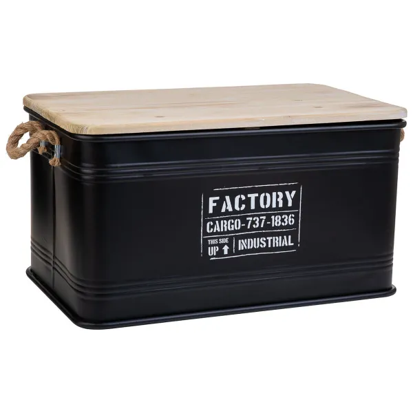 Dėžė Alexandra House Living Factory Juoda Kanapės Metalinis Eglės mediena 38 x 60 x 33 cm