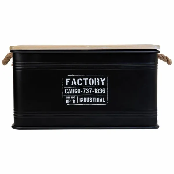 Chest Alexandra House Living Factory Black Hemp Metal Fir wood 38 x 60 x 33 cm