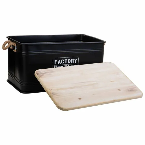 Chest Alexandra House Living Factory Black Hemp Metal Fir wood 38 x 60 x 33 cm