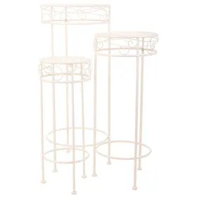 Gėlių vazonų stovas Alexandra House Living Balta Metalinis Geležis 28 x 120 x 58 cm