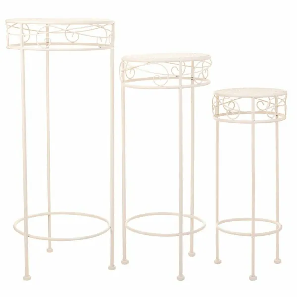 Gėlių vazonų stovas Alexandra House Living Balta Metalinis Geležis 28 x 120 x 58 cm