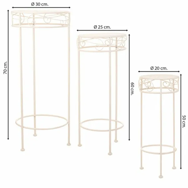 Gėlių vazonų stovas Alexandra House Living Balta Metalinis Geležis 28 x 120 x 58 cm
