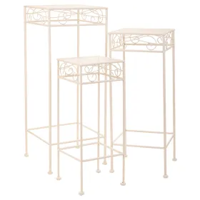 Gėlių vazonų stovas Alexandra House Living Balta Metalinis Geležis 28 x 160 x 58 cm