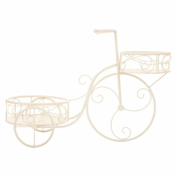 Flower Pot Stand Alexandra House Living White Metal Iron Bicycle 30 x 61 x 55 cm
