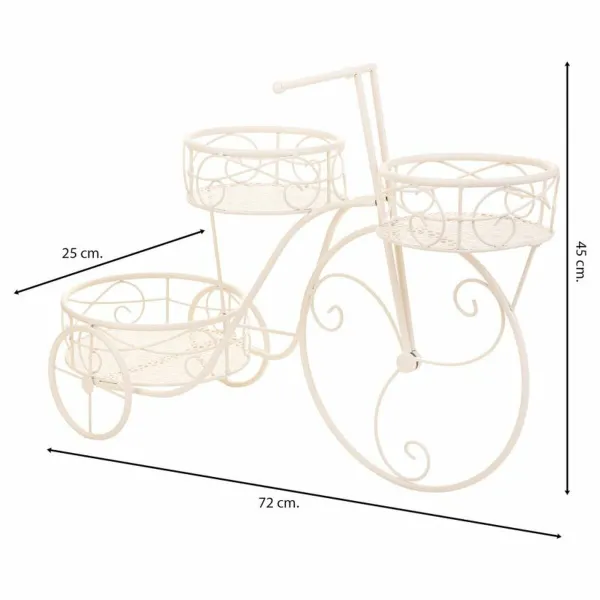 Flower Pot Stand Alexandra House Living White Metal Iron Bicycle 28 x 28 x 28 cm