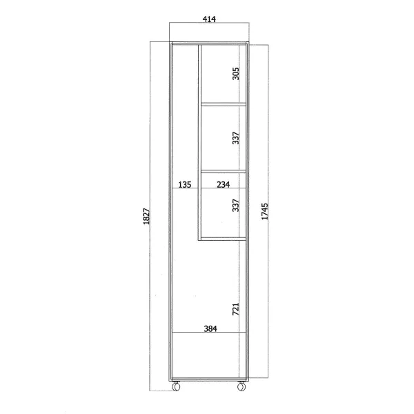 Slotas skapis Alexandra House Living Balts Koks MDP 42 x 183 x 41 cm 1 durvis Abpusējs Ar riteņiem