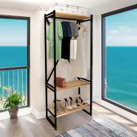Kapp Alexandra House Living Bert_AR0360 Must Dąb Metall Puit MDP 66 x 160 x 34 cm tööstuslik 3 Riiulid