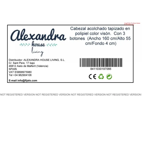 Изголовье кровати Alexandra House Living 55 x 160 x 4 cm