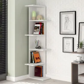 Kampinė lentyna Alexandra House Living Balta Medžio MDP 37 x 141 x 24 cm 4 Lentynos