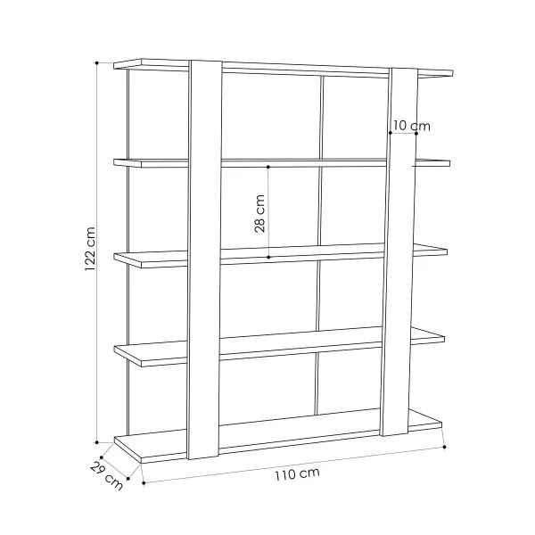 Grāmatu veikals Alexandra House Living Balts Koks MDP 110 x 122 x 29 cm 4 Planken