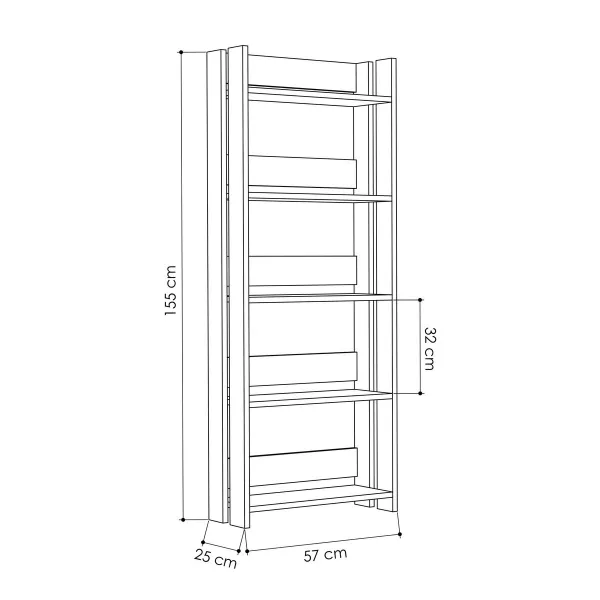 Kirjakauppa Alexandra House Living Ąžuolas Puu MDP 57 x 155 x 25 cm 5 Hyllyt
