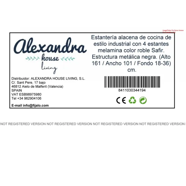 Буфет Alexandra House Living 101 x 160 x 36 cm 4 Полки промышленный Полка