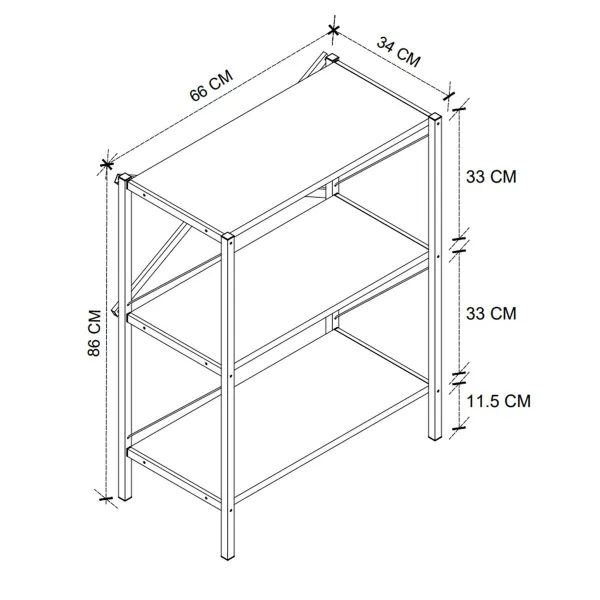 Grāmatu veikals Alexandra House Living Melns Дуб Metāls Koks MDP 66 x 85 x 34 cm Industrijski 3 Planken