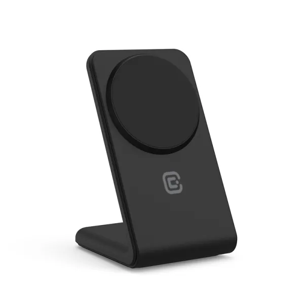 Crong MagSpot Stand - 2-in-1 Wireless Charger with MagSafe for iPhone and AirPods (Black)