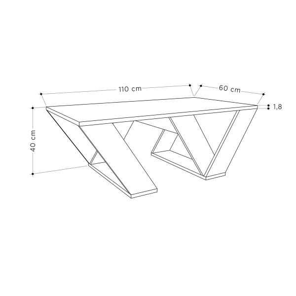 Centrālais galds Alexandra House Living Diagonal Balts Koks MDP 110 x 40 x 60 cm