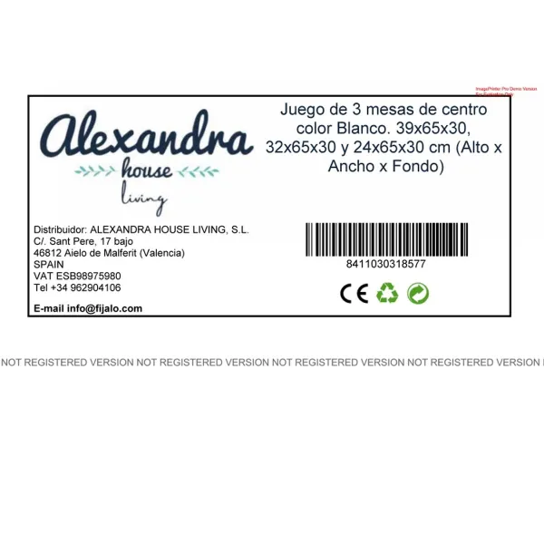3 galdu komplekts Alexandra House Living Balts Koks MDP 32 x 65 x 30 cm 24 x 65 x 30 cm 39 x 65 x 30 cm