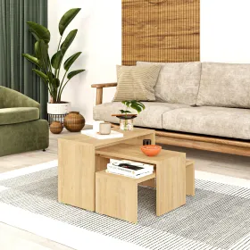 Set of 3 tables Alexandra House Living Ąžuolas Puu MDP 32 x 65 x 30 cm 24 x 65 x 30 cm 39 x 65 x 30 cm