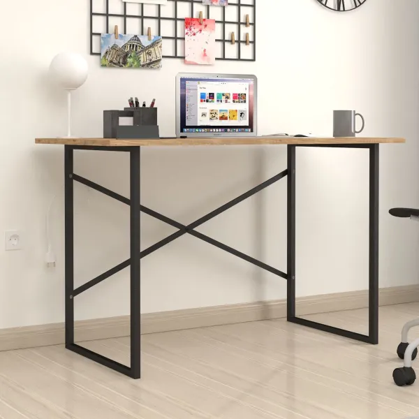Työpöytä Alexandra House Living Musta Ąžuolas Metalli Puu MDP 120 x 75 x 60 cm teollinen