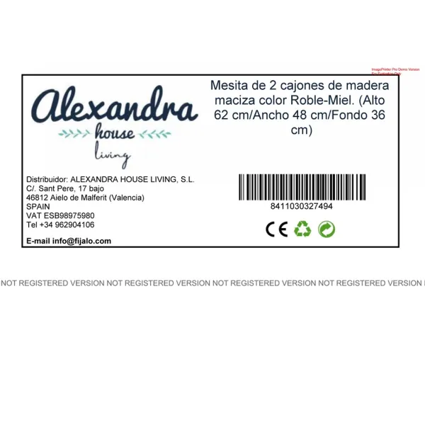 Spintelė Alexandra House Living Medus Ąžuolas Metalinis pušis 48 x 62 x 36 cm 2 stalčiai