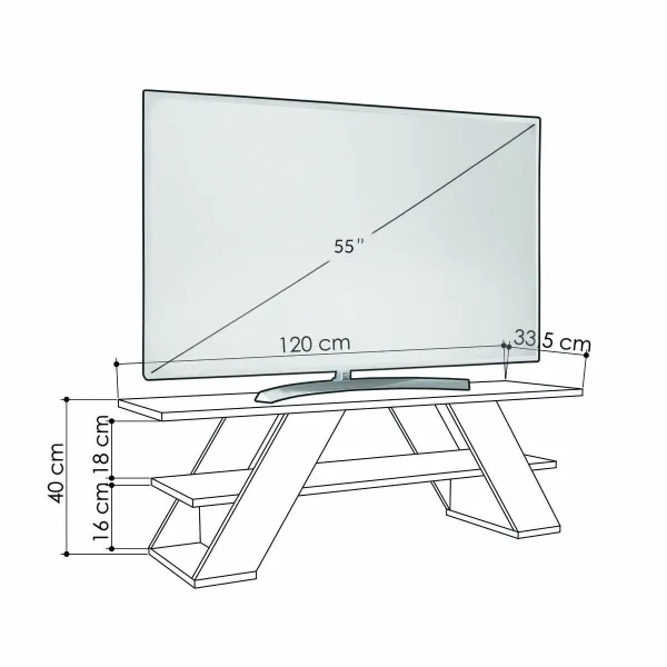 ТВ шкаф Alexandra House Living Diagonal Коричневый 120 x 40 x 33 cm