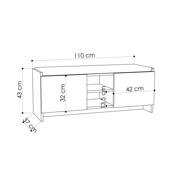 Batų suoliukas Alexandra House Living Ruda Pilka 110 x 43 x 37 cm 2 durys