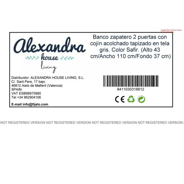 Apavu sols Alexandra House Living Brūns Pelēks 110 x 43 x 37 cm 2 durvis