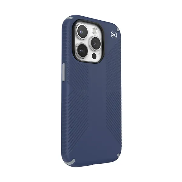 Speck Presidio2 Grip - iPhone 15 Pro Case (Coastal Blue / Dust Gray / White)