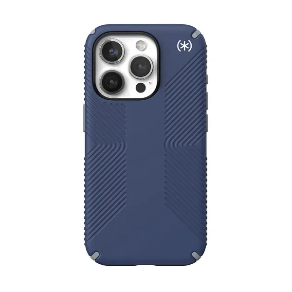 Speck Presidio2 Grip - iPhone 15 Pro Case (Coastal Blue / Dust Gray / White)