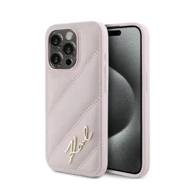Karl Lagerfeld Diagonal Quilted Script - Case for iPhone 15 Pro Max (Pink)
