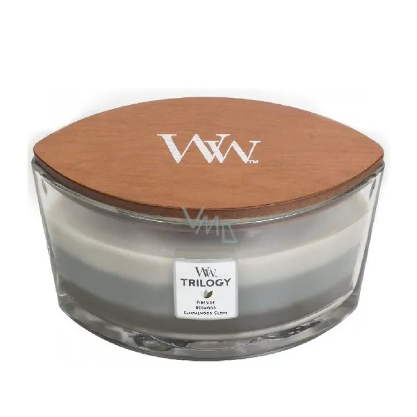 Aromatizuota žvakė Woodwick Trilogy Ellipse Warm Woods