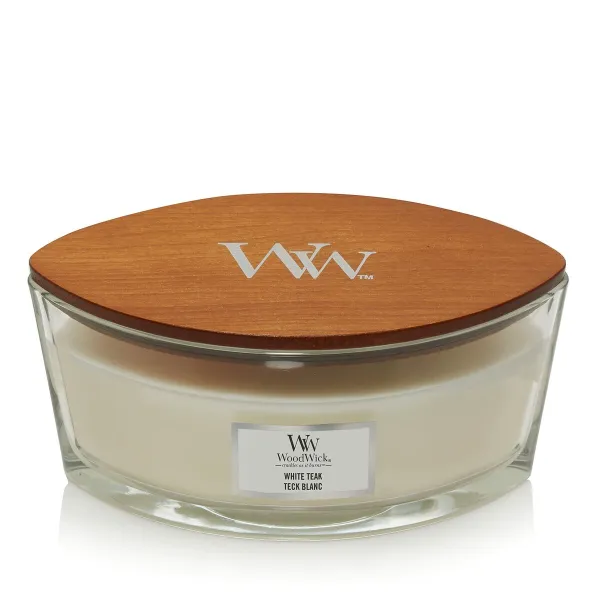 Aromātiska svece Woodwick Core Ellipse White Teak 453 g