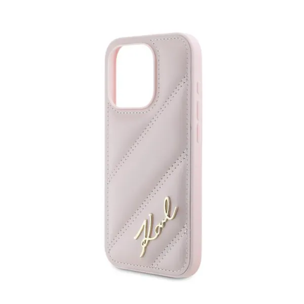Karl Lagerfeld Diagonal Quilted Script - Case for iPhone 15 Pro Max (Pink)