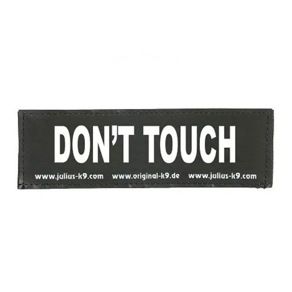 Diržų etiketės Julius K9 DON'T TOUCH L Balta Juoda (2 vnt.)