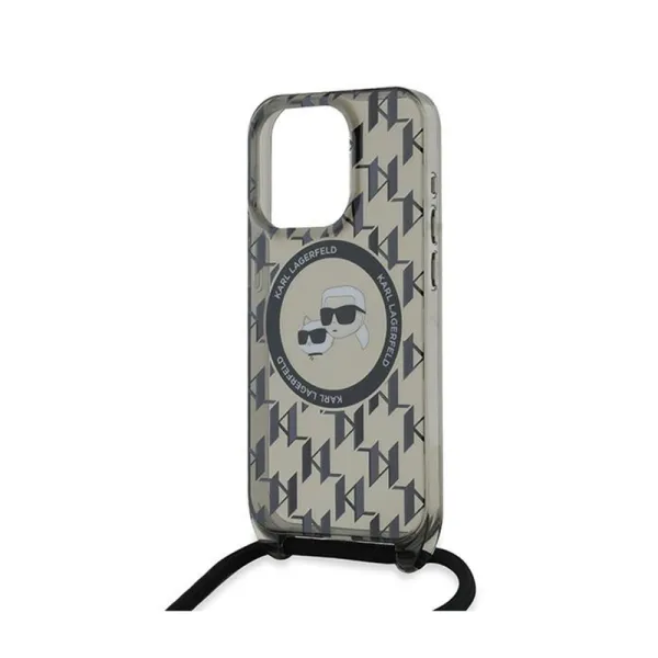 Karl Lagerfeld IML Crossbody Monogram Karl & Choupette Head MagSafe - Case for iPhone 15 Pro (Black)