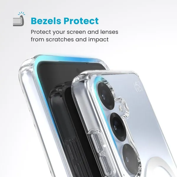 Speck Presidio Perfect-Clear Magnet - Samsung Galaxy S25+ / S24+ MagSafe Case (Clear / Chrome Finish / Serene Silver)