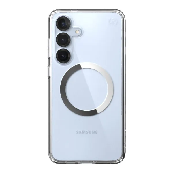 Speck Presidio Perfect-Clear Magnet - Samsung Galaxy S25+ / S24+ MagSafe Case (Clear / Chrome Finish / Serene Silver)