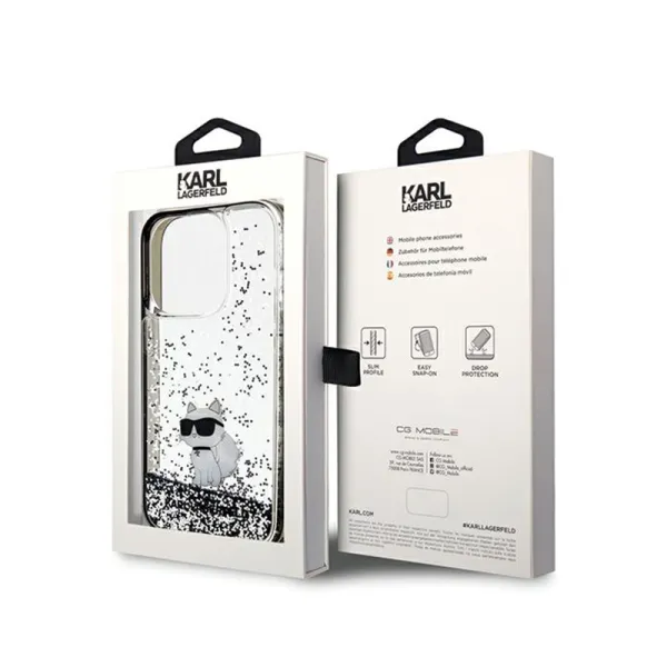 Karl Lagerfeld Liquid Glitter Choupette - Case for iPhone 14 Pro (Transparent)