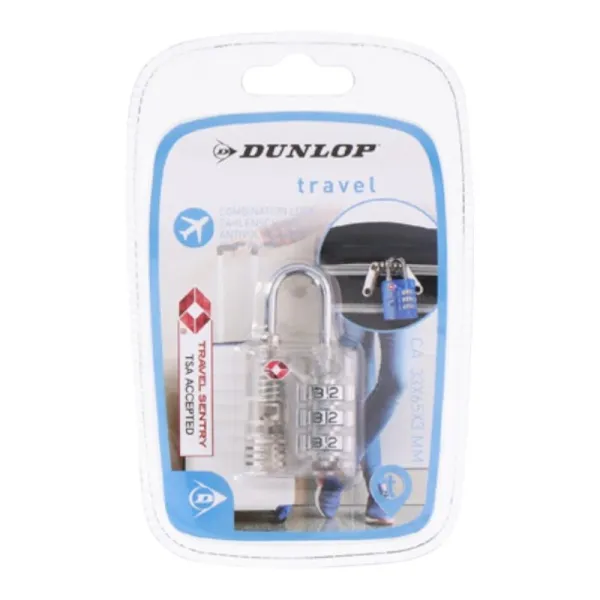 Dunlop - TSA combination lock for suitcase / luggage (White)