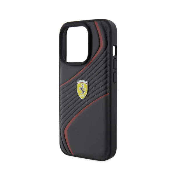 Ferrari Twist Metal Logo - Case for iPhone 15 Pro (Black)