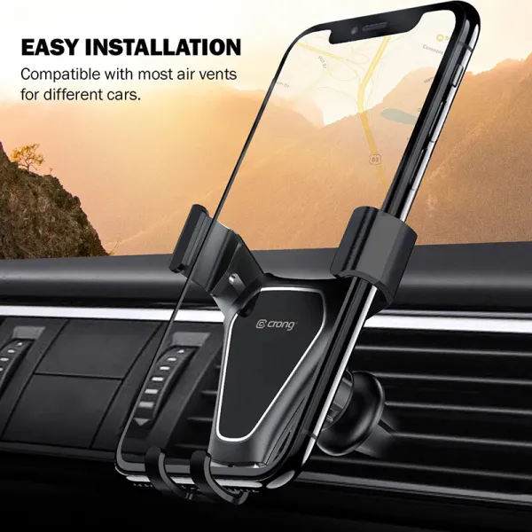 Crong Gravity Auto-Clip Car Holder - Gravity car holder for 4.7"- 6.5" phones (black)