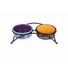 Cat Feeder Trixie Eat on Feet Orange Light Blue Lilac Ceramic Iron Ø 12 cm (2 Units)