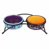 Cat Feeder Trixie Eat on Feet Orange Light Blue Lilac Ceramic Iron Ø 12 cm (2 Units)
