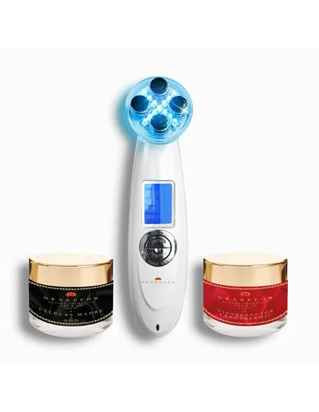 Facial Massager with Radiofrequency, Phototherapy and Electrostimulation Drakefor 9901 White 3 Pieces