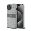 DKNY Leather Mono Stripe & Metal Logo - Case for iPhone 15 / 14 / 13 (beige)